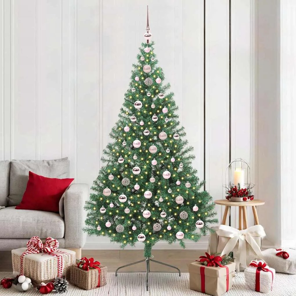 vidaXL Árvore de Natal Artificial Pré-iluminada Verde 210 cm PVC