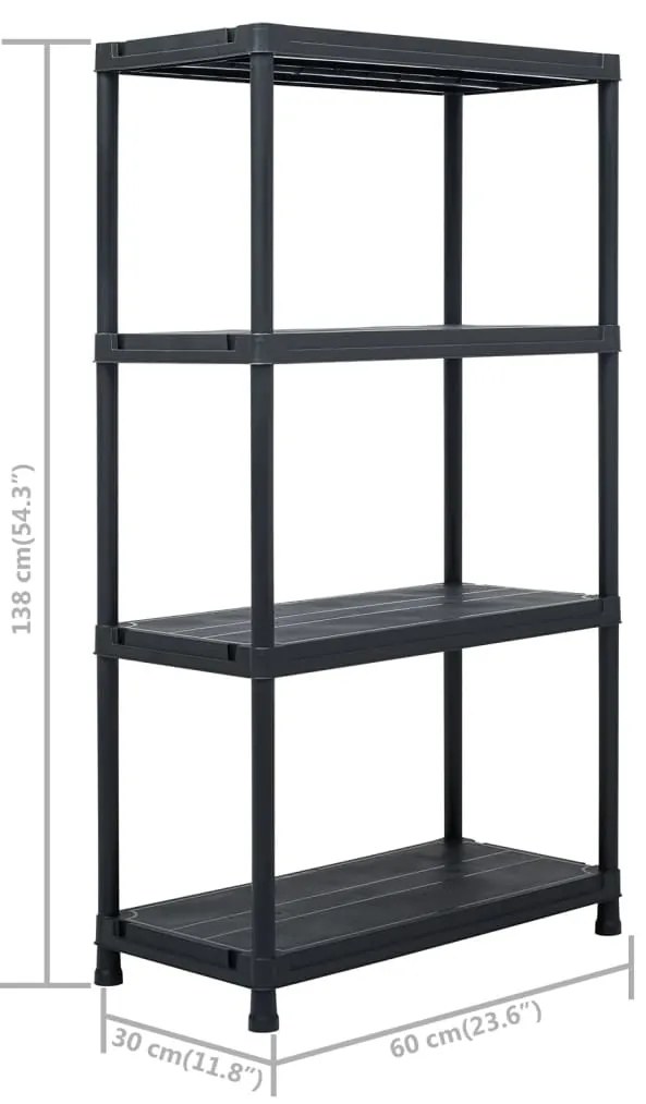 Estantes de arrumação 5 pcs preto 60x30x138 cm plástico