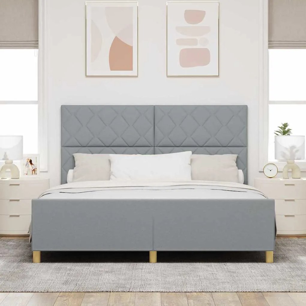 Estrutura de Cama vidaXL em Cinza Claro, 180x200 cm, Tecido