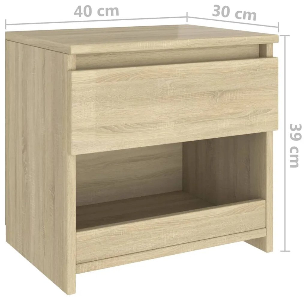 Mesas de cabeceira 2 pcs 40x30x39 cm contraplacado carv. sonoma