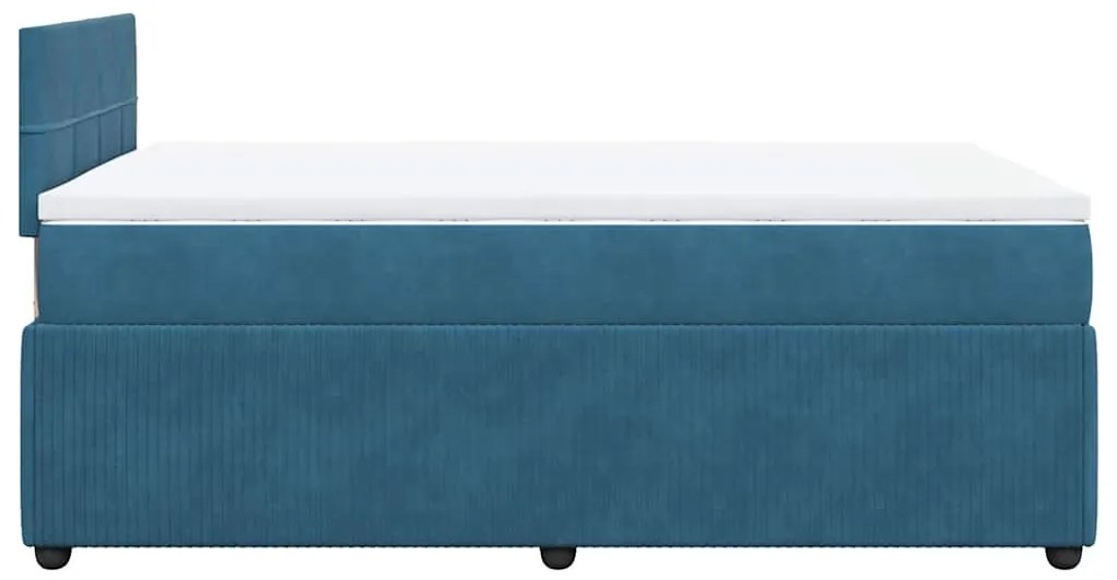 Cama boxspring com colchão 120x200 cm veludo azul