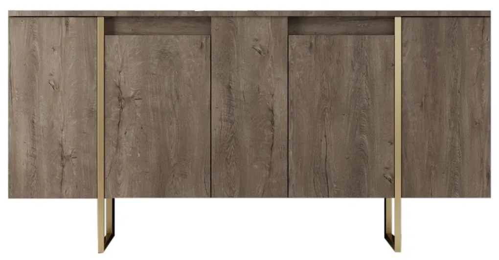 Console Luxe – Walnut Gold – 160 cm x 35 cm x 80 cm