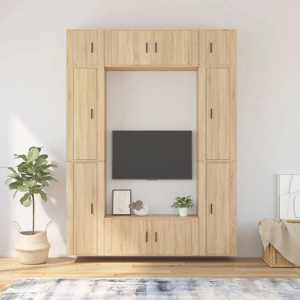 vidaXL Conjunto móveis de TV 8 pcs madeira processada carvalho sonoma