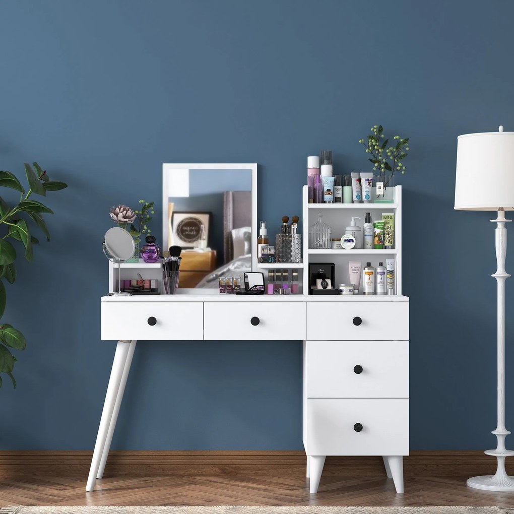 Mesa de Maquilhagem Bj101 – Branco – 125x93,8x40 cm