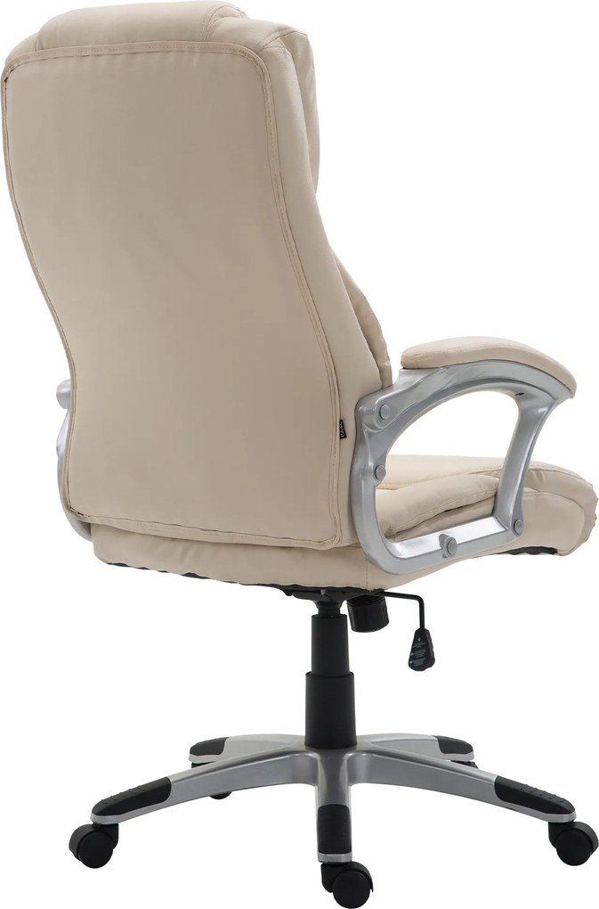 Cadeira de Escritório Texas de Couro Sintético Creme