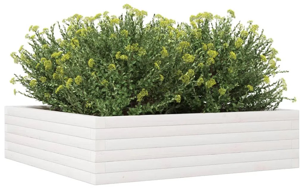 Vaso/floreira de jardim 90x90x23 cm madeira pinho maciça branco