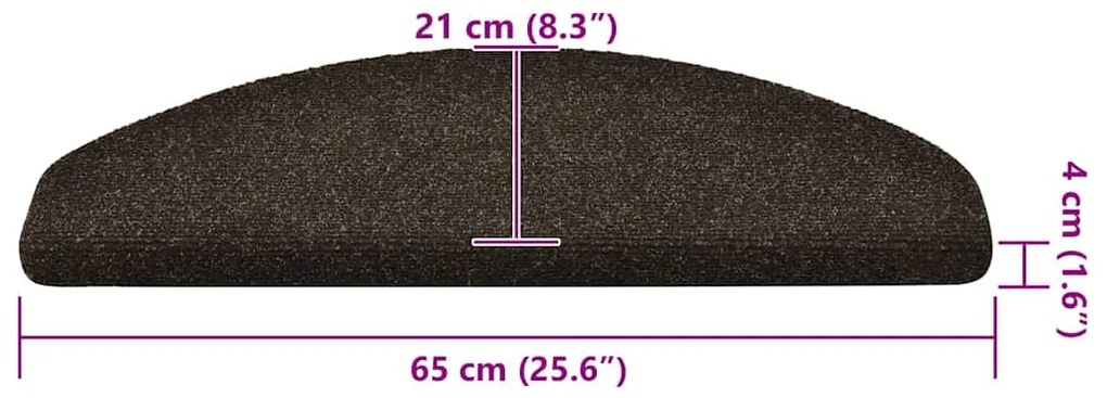 Tapetes de escada autoadesivos 30 pcs 65x21x4cm castanho-escuro