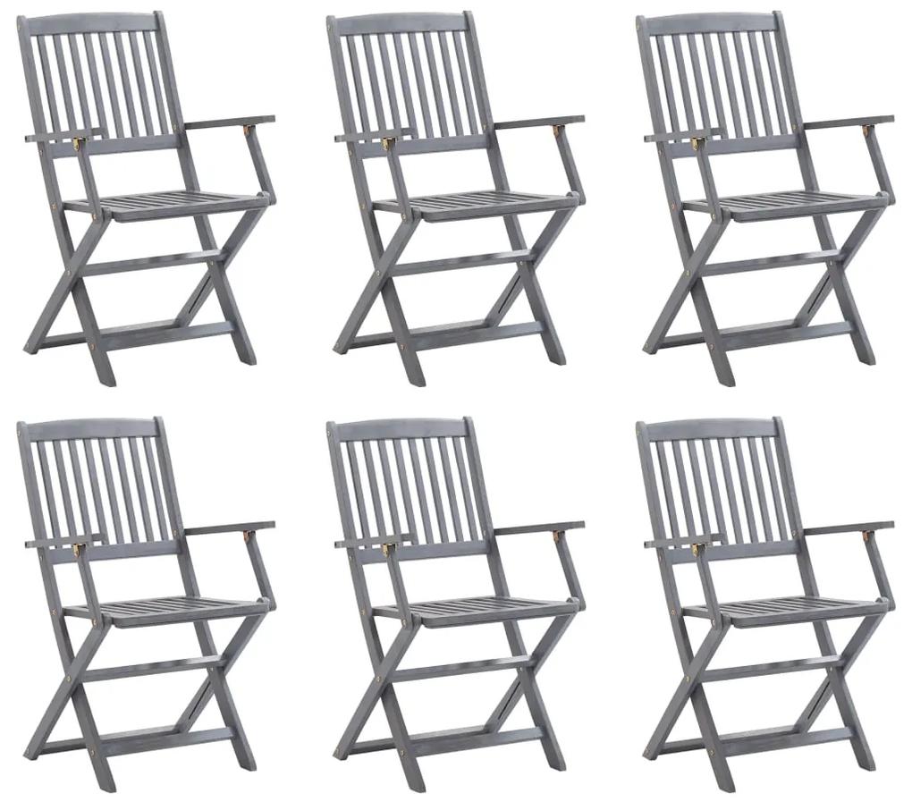 Cadeiras de exterior dobráveis 6 pcs madeira de acácia maciça