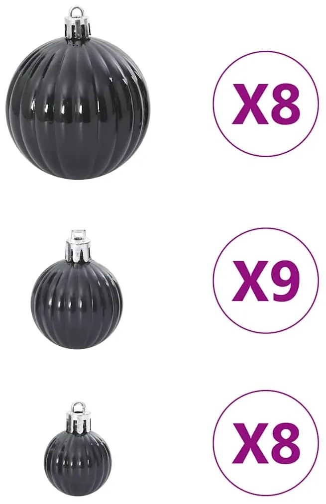 Enfeites de Natal 100 pcs Ø3/4/6 cm preto