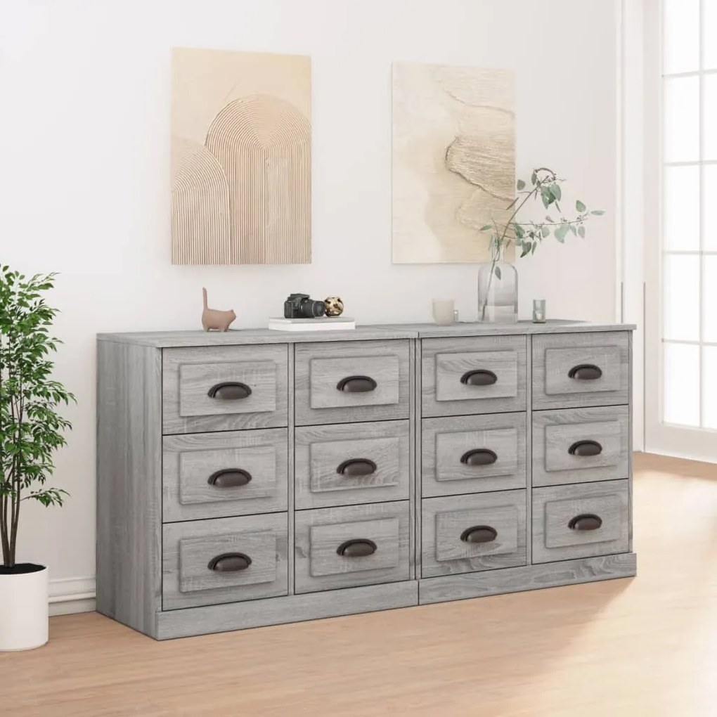 vidaXL Aparadores 2 pcs derivados de madeira cinzento sonoma