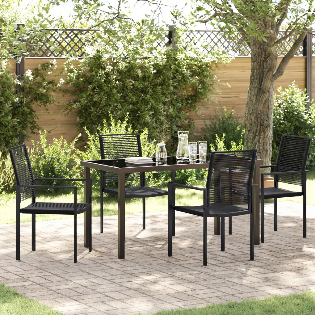 vidaXL Conjunto de Jantar Jardim 5 Peças Preto Vime de PVC