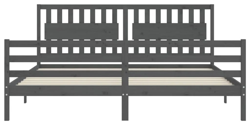 Estrutura de cama com cabeceira 200x200 cm madeira maciça cinza