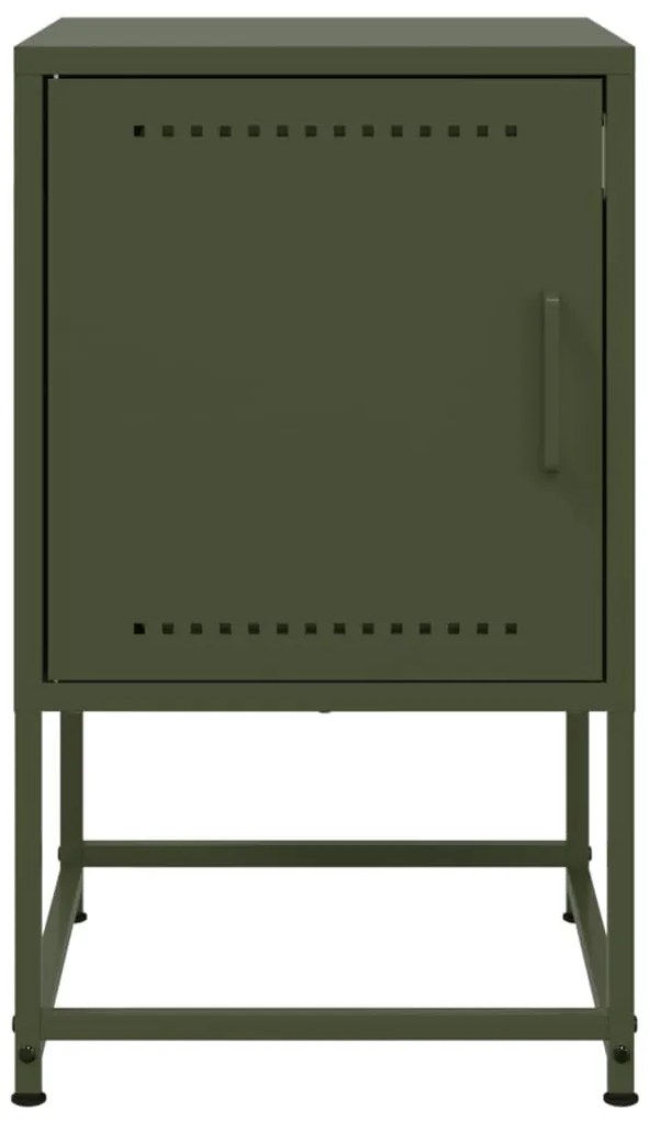 Mesas de cabeceira 2 pcs 36x39x60,5 cm aço verde azeitona