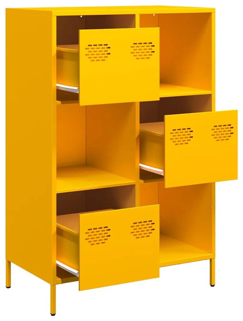 Móvel alto 68x39x103,5 cm aço amarelo mostarda