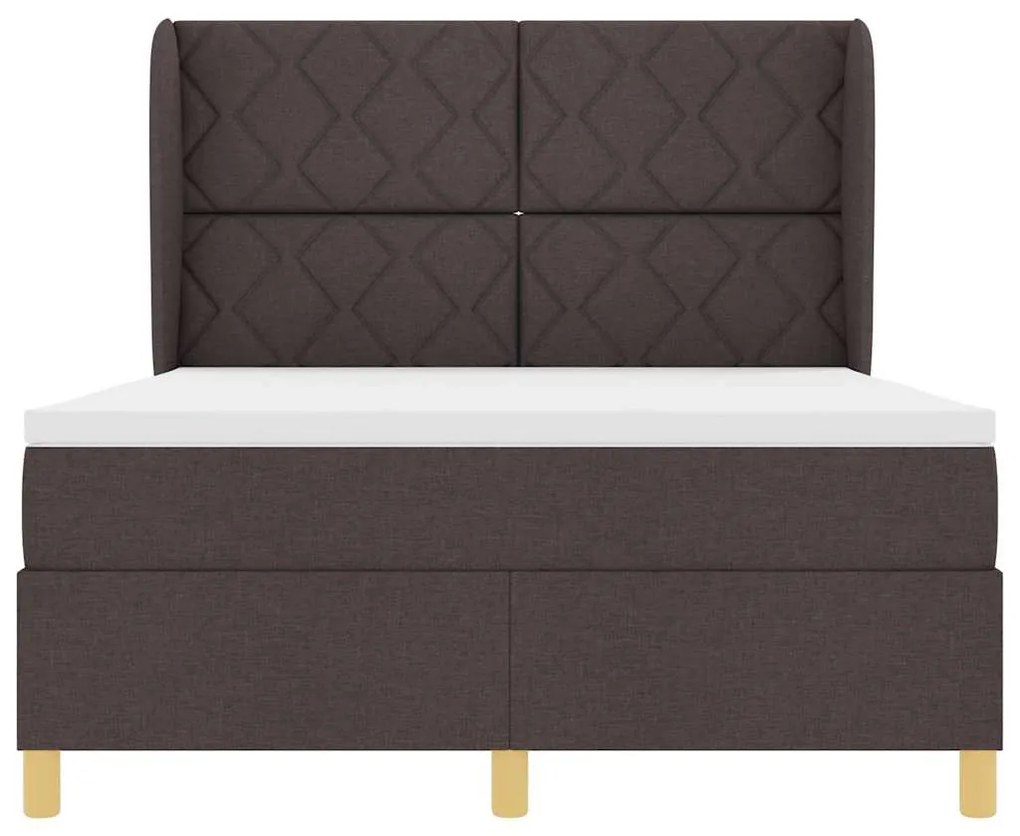 Cama Box com Colchão vidaXL Castanho 140x190 cm Tecido