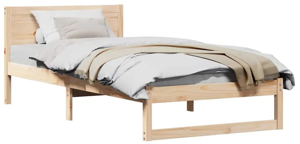 Estrutura de Cama Natural Madeira Maciça 80 x 200 cm