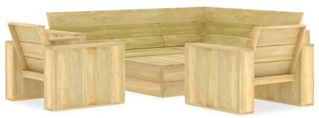 4 pcs conjunto lounge de jardim madeira de pinho impregnada