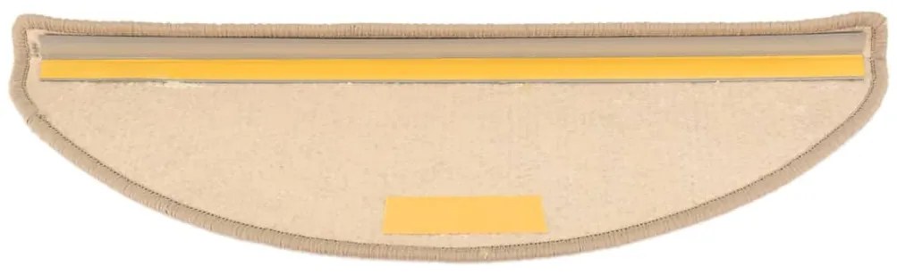 Tapetes de escada autoadesivos 15 pcs 65x21x4 cm bege-escuro