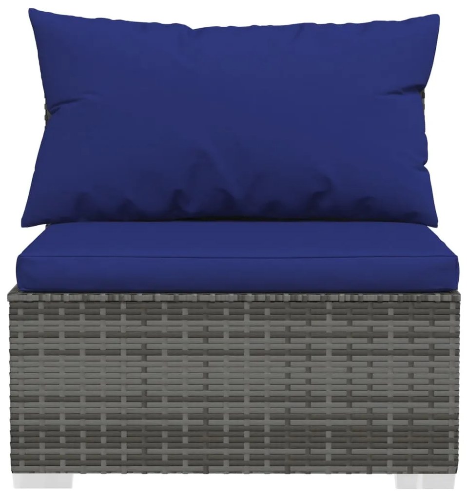 6 pcs conjunto lounge de jardim c/ almofadões vime PE cinzento