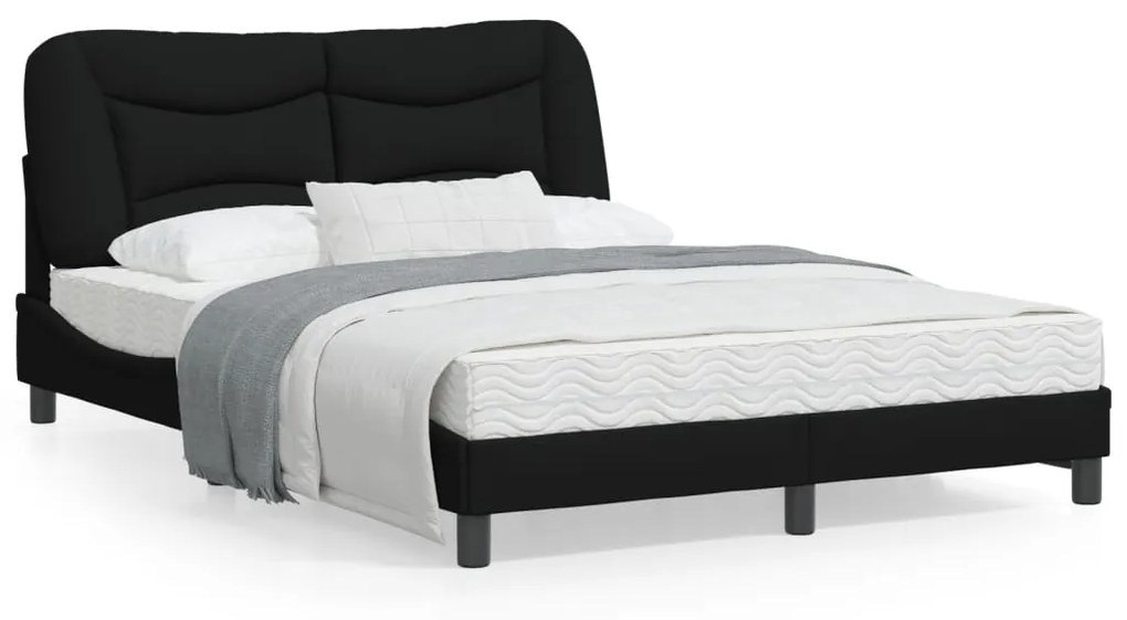 vidaXL Estrutura de cama com LED sem colchão 140x200 cm tecido preto