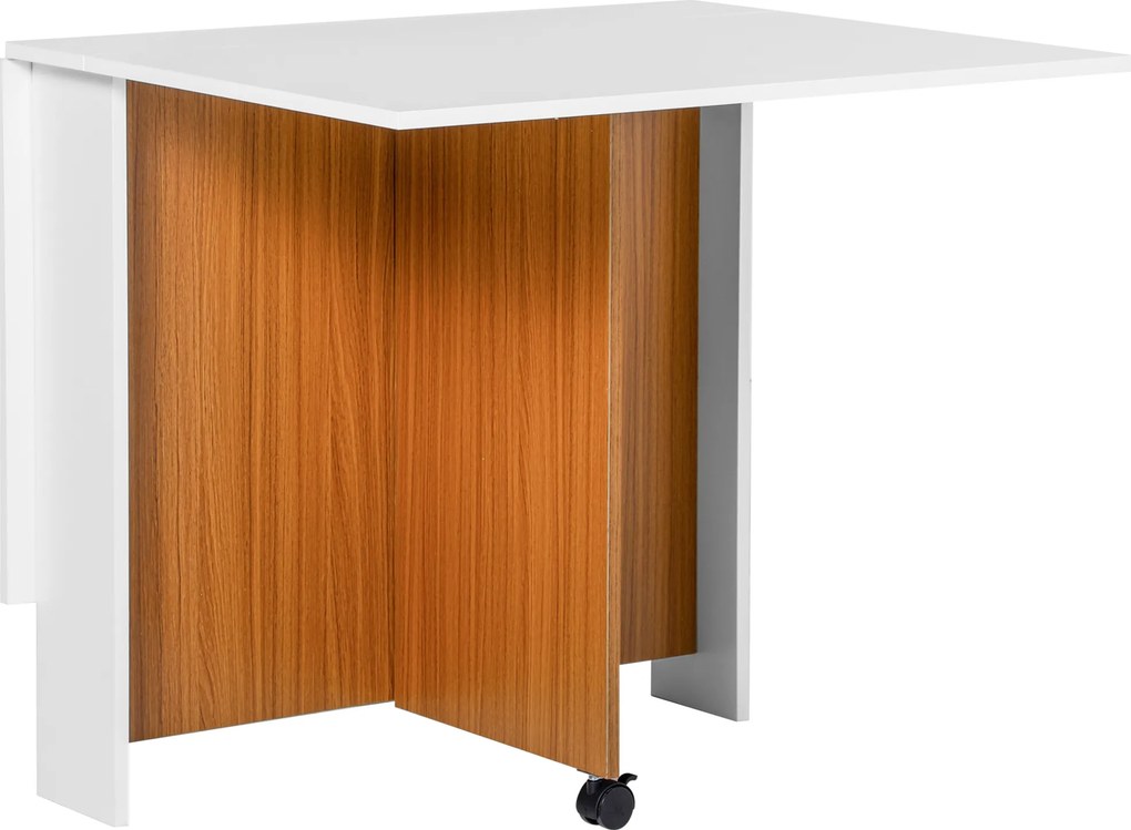 HOMCOM Mesa de jantar rebatível Mesa de jantar extensível, móvel, design moderno, 120 cm x 80 cm x 73 cm, Teak + Branco | Aosom Portugal