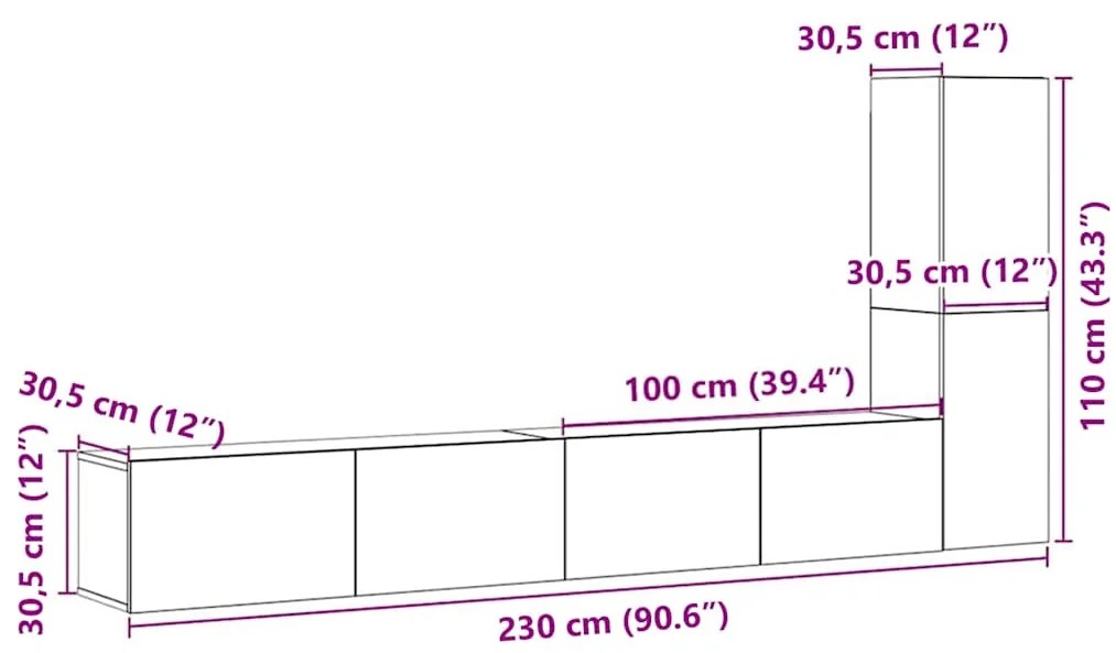 armários de TV montados na parede 3 pcs madeira velha