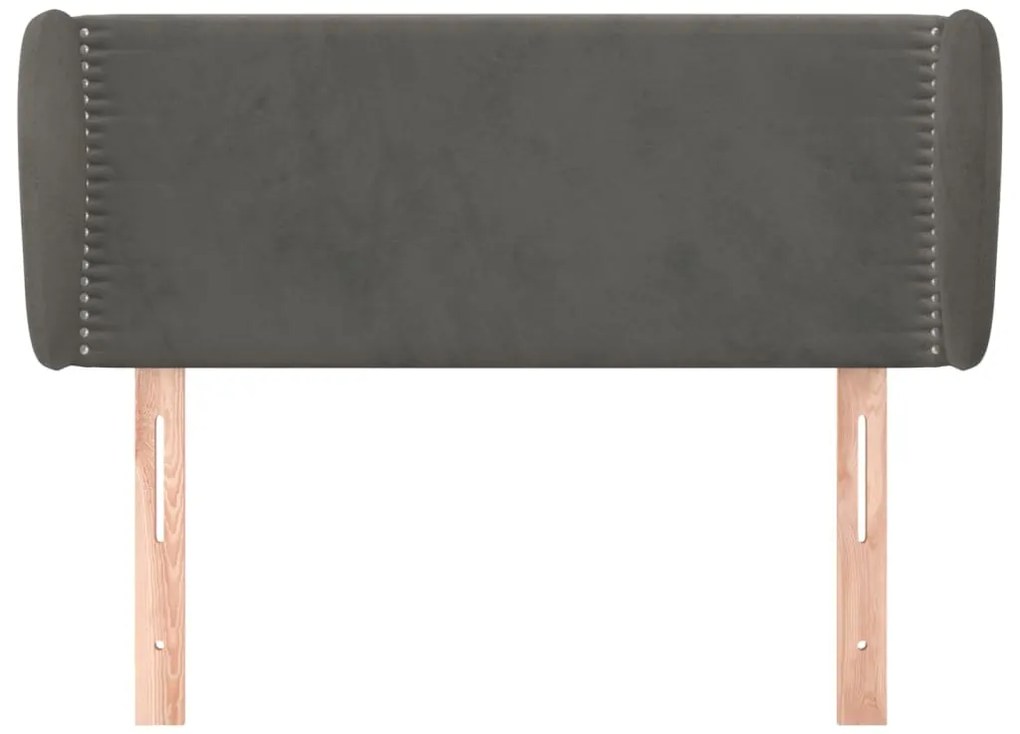 Cabeceira de cama c/ abas veludo 83x23x78/88 cm cinzento-escuro