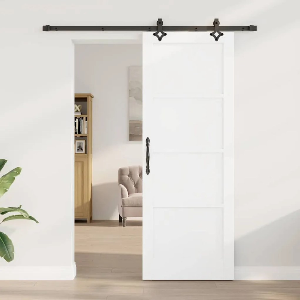 Porta Deslizante vidaXL com Conjunto de Ferragens Branca 78x211 cm Mad