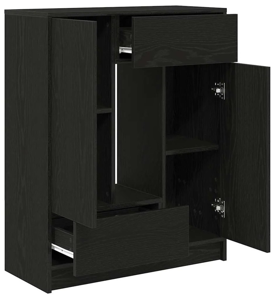 Aparador c/ gavetas e portas 73x31x90 cm carvalho preto
