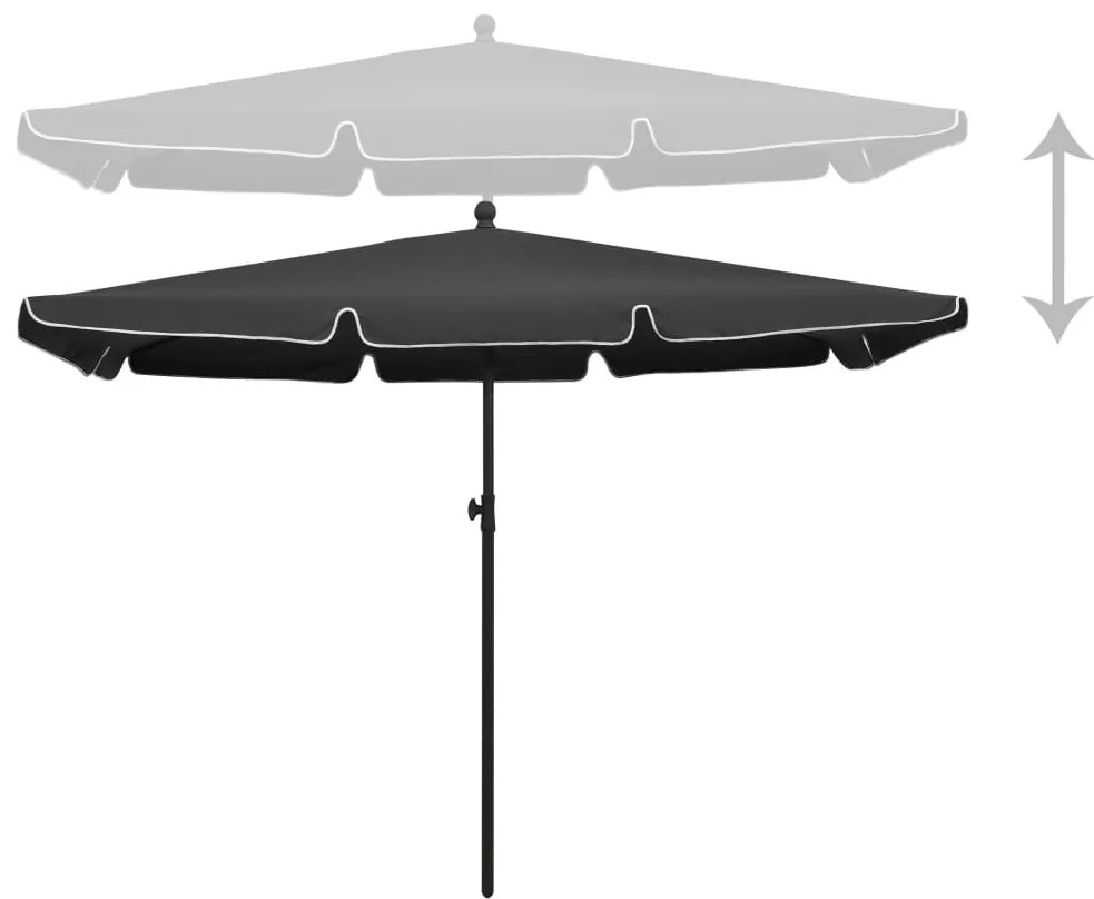 Guarda-sol de jardim com mastro 210x140 cm antracite