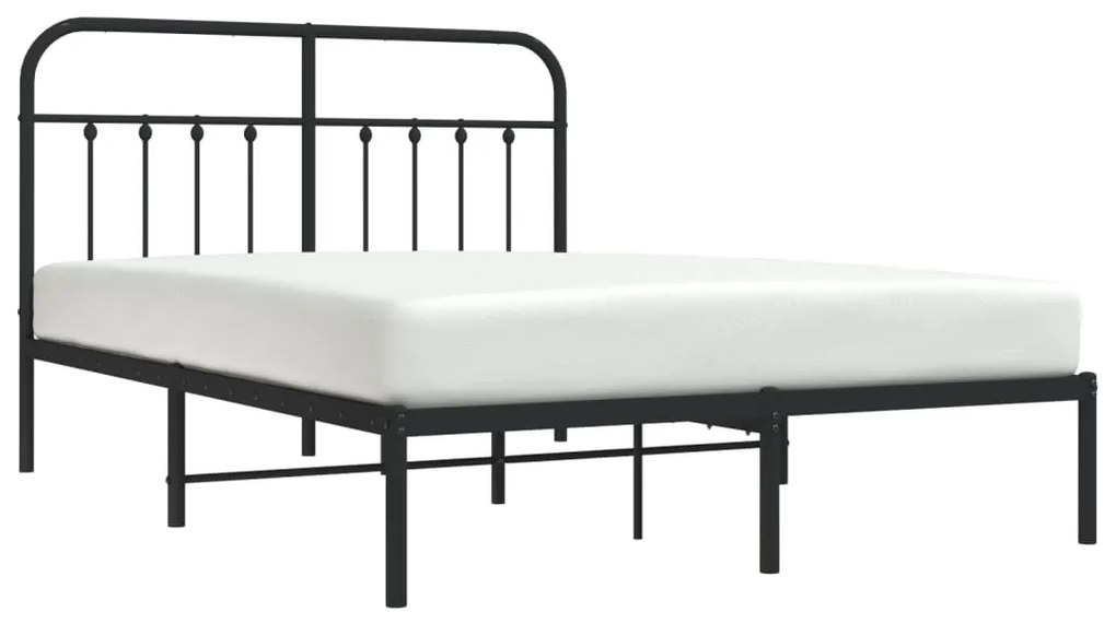 Estrutura de cama com cabeceira 140x190 cm metal preto