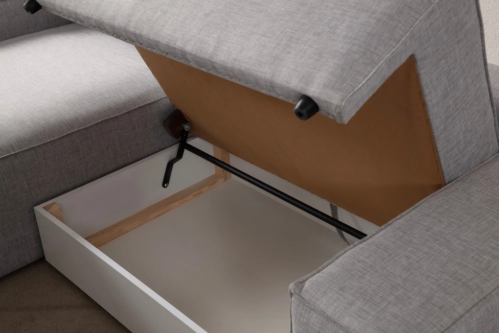 Sofá-Cama de Canto Pırlo – Cinzento Claro – 260x78x170 cm