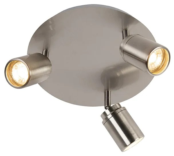 Foco de teto moderno para casa de banho em aço 3 luzes IP44 - Ducha Moderno