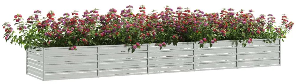 Canteiro elevado de jardim 400x80x45cm aço galvanizado prateado
