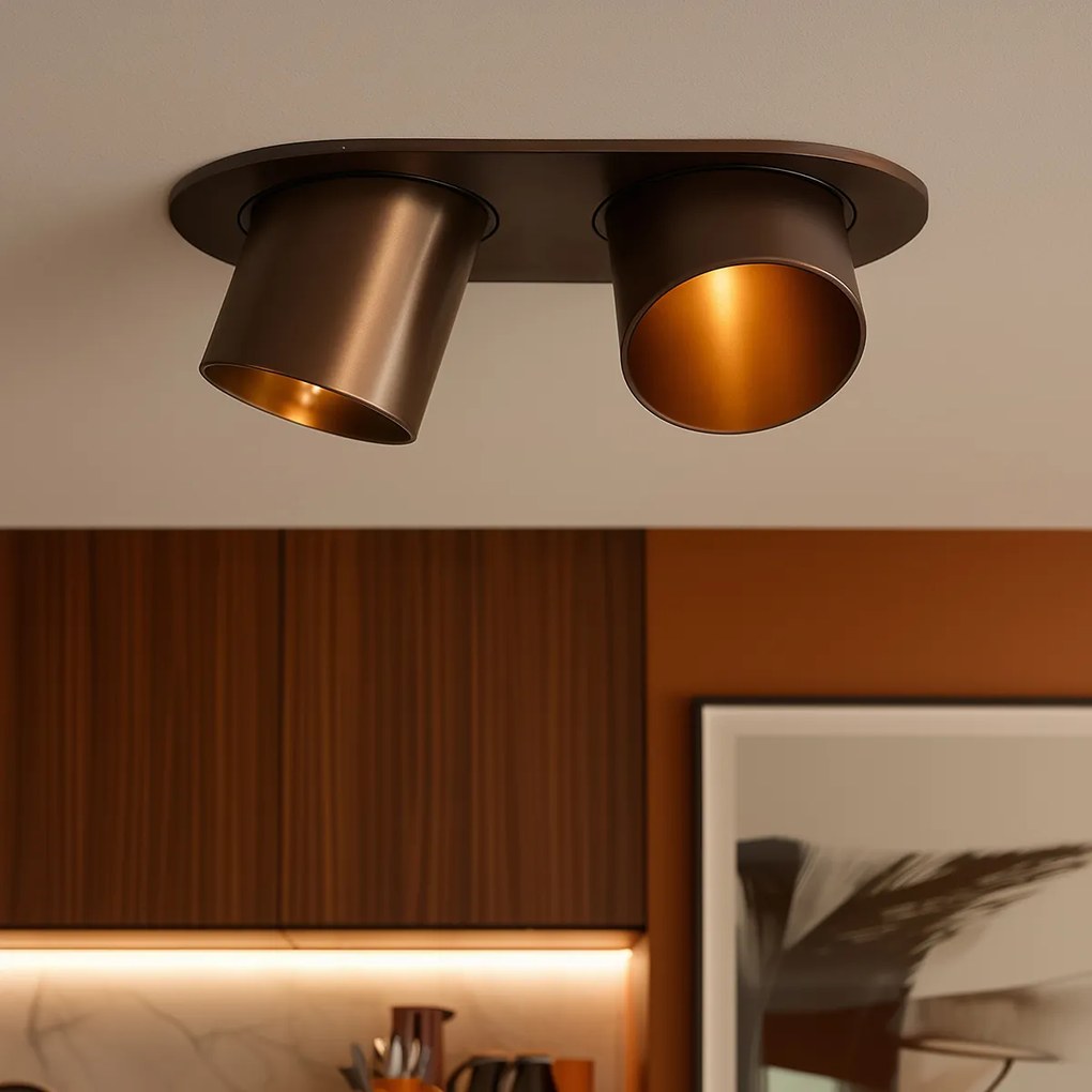 Foco embutido arredondado bronze escuro GU10 50mm 2-luzes - Installa