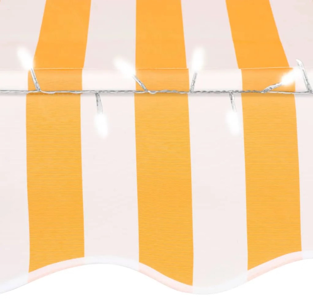 Toldo retrátil manual com LED 400 cm branco e laranja