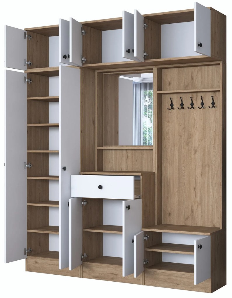 Cabideiro EA104 – Nogueira e Branco – 179,6 x 226,4 x 37,5 cm