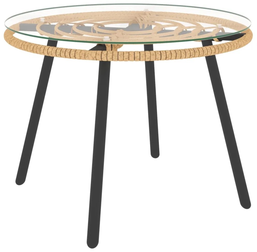 3 pcs conjunto lounge de jardim c/ almofadões beges vime PE
