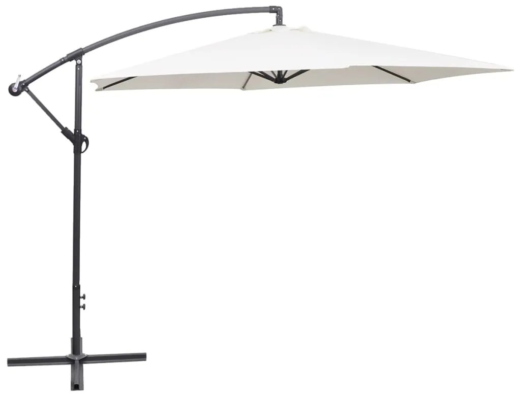 vidaXL Guarda-sol de jardim cantilever 3 m branco areia