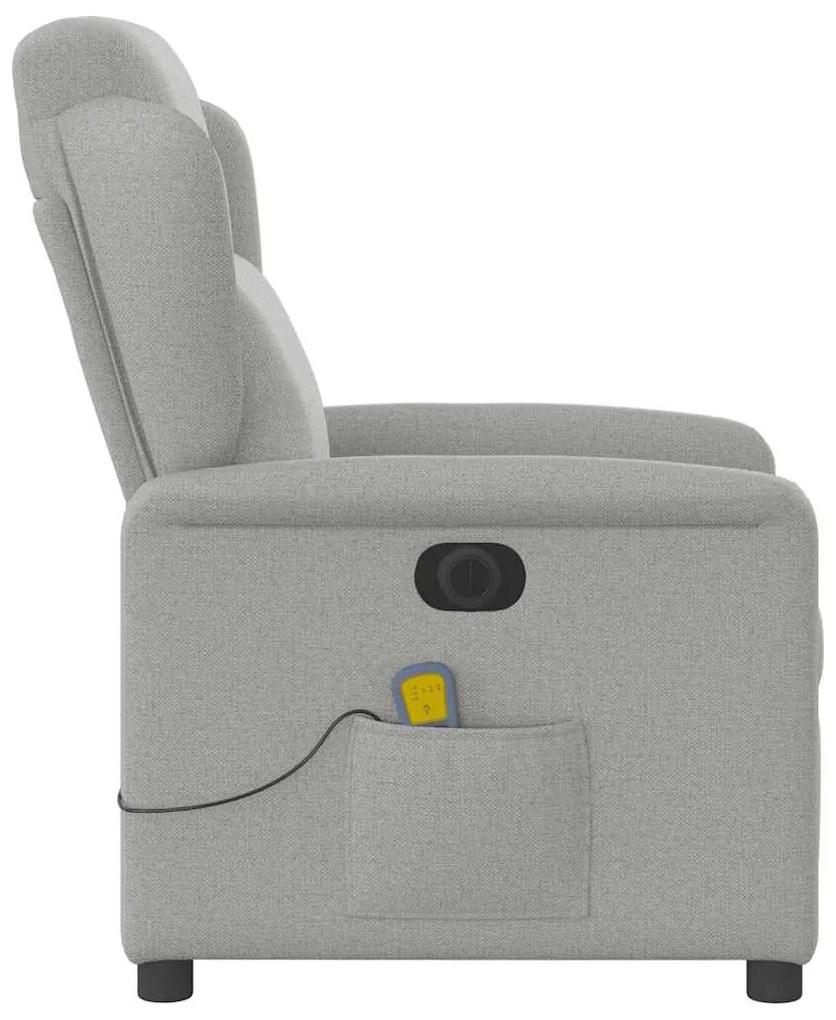 Poltrona massagens reclinável elétrica tecido cinzento-nublado
