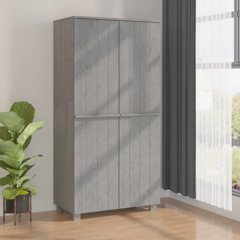 vidaXL Roupeiro HAMAR 89x50x180 cm pinho maciço cinza-claro