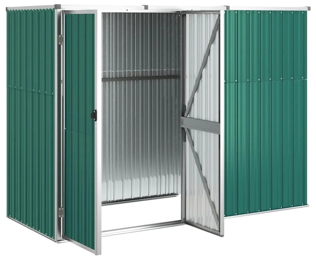 Abrigo ferramentas jardim 225x89x161cm aço galvanizado verde