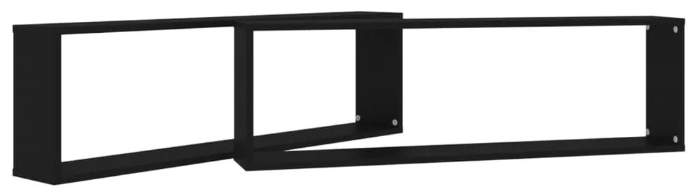 Prateleiras parede forma cubo 2 pcs derivados de madeira preto