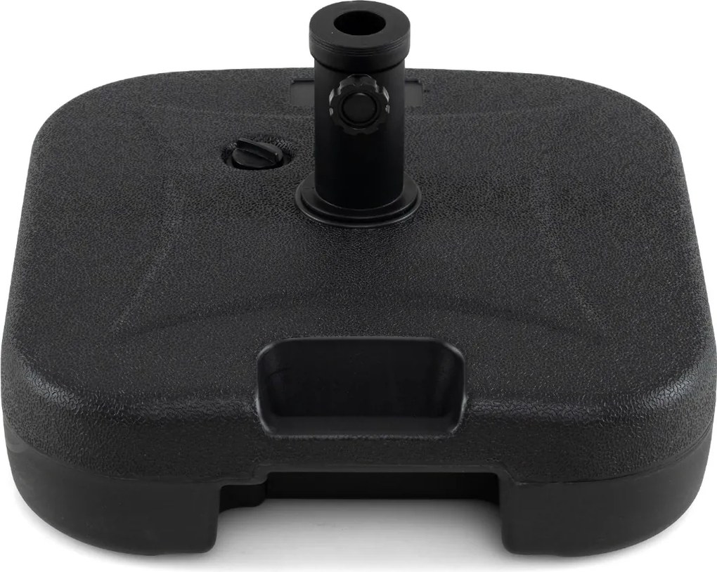 Base quadrada recarregável para guarda-sol de jardim pesado (27 kg) com 3 adaptadores para postes de 33/38/48 mm Preta