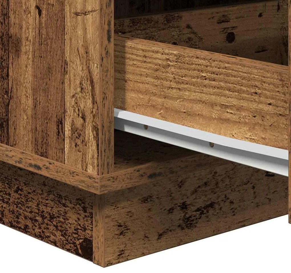 Mesa de Cabeceira com LED Madeira Velha 39x34,5x65 cm Madeira de Engen
