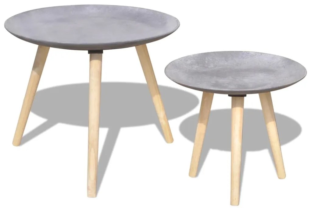 vidaXL Conjunto mesa apoio/café, 2 pcs, 55 cm &amp; 44 cm, cinzento betão