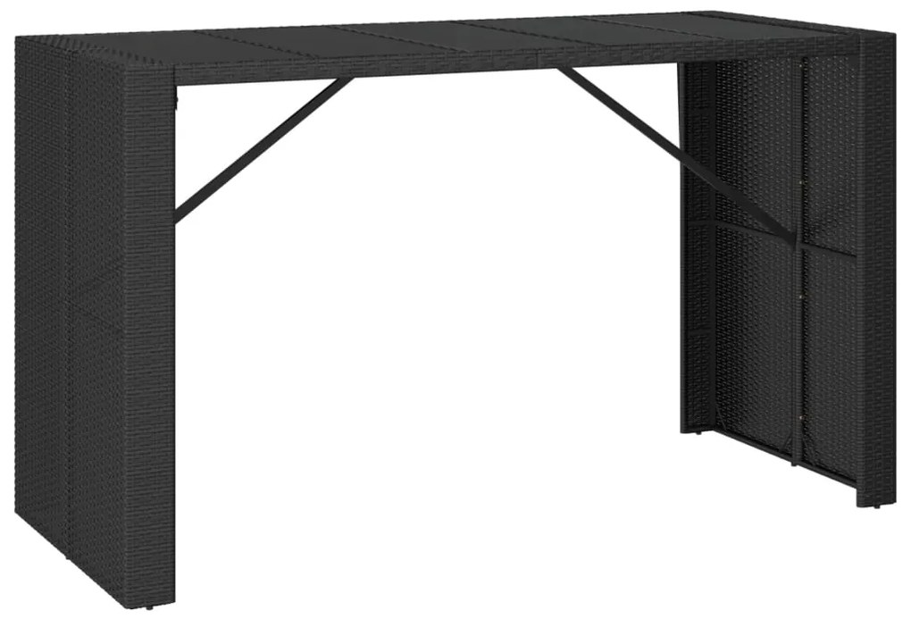 9 pcs conjunto de bar p/ jardim vime PE/acácia maciça preto