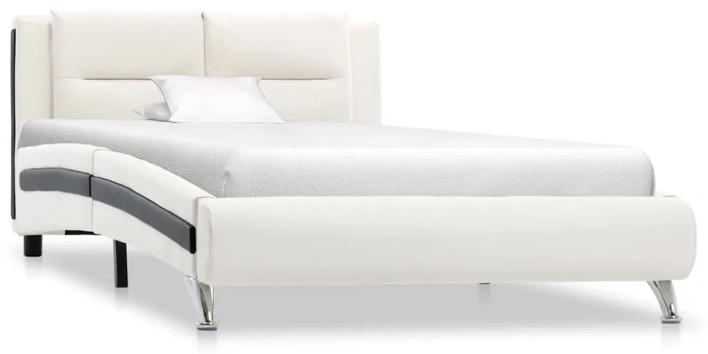 286841 vidaXL Estrutura de cama 90x200 cm couro artificial branco