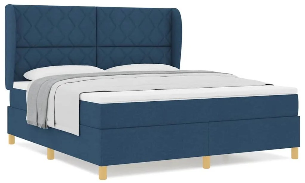 Cama Box com Colchão vidaXL Azul 180x200 cm Têxtil