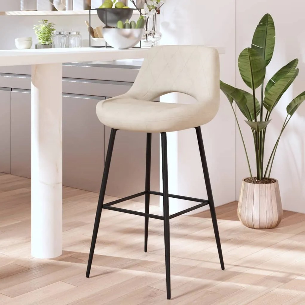 vidaXL Banco de bar veludo cor creme